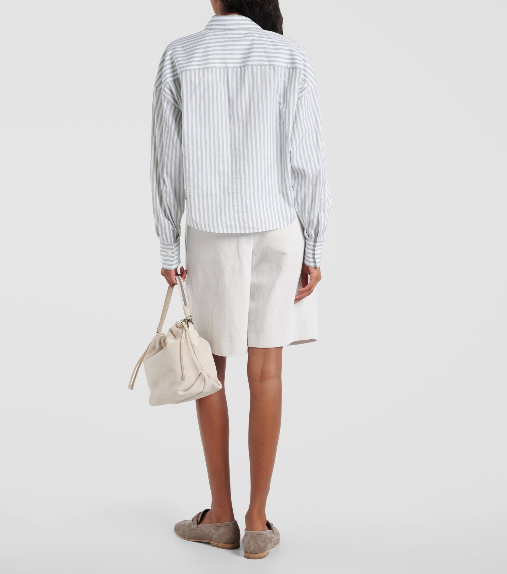 Striped cotton and silk poplin shirt - 3