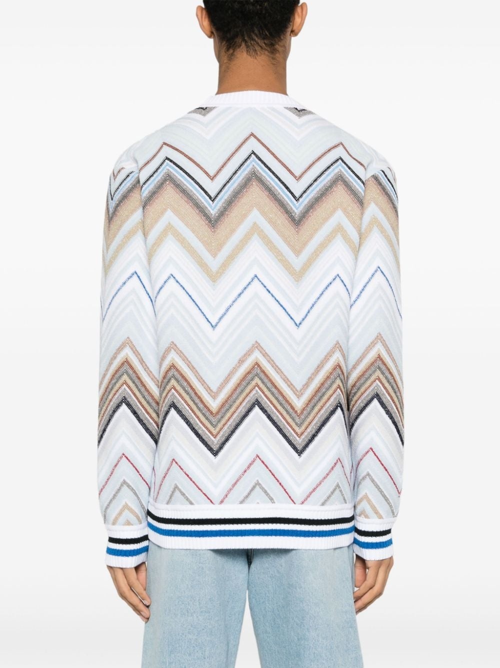 zigzag-woven knitted cardigan - 4