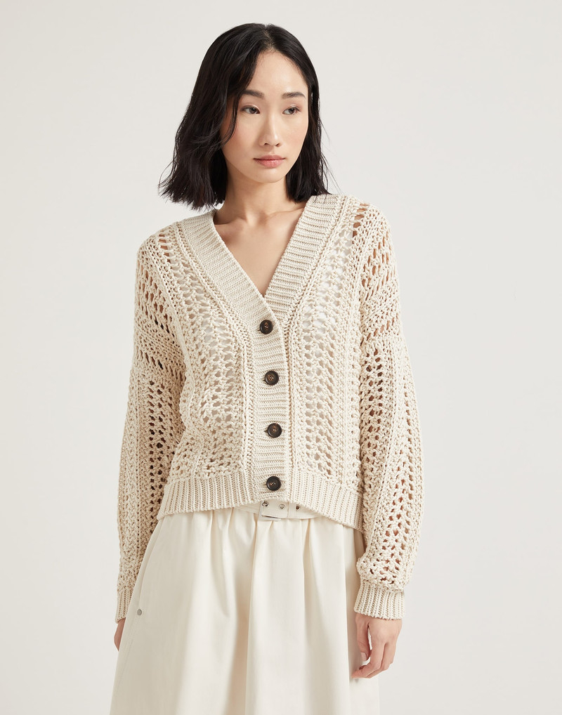 Cotton ribbed net cardigan 1