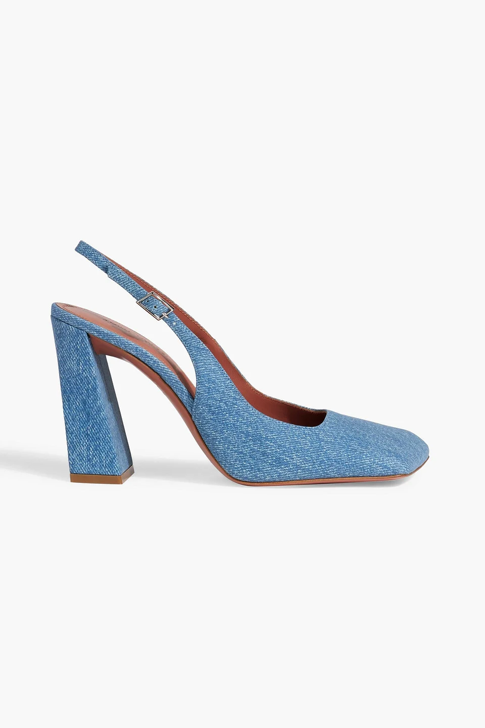 Charlotte denim-effect suede slingback pumps - 1