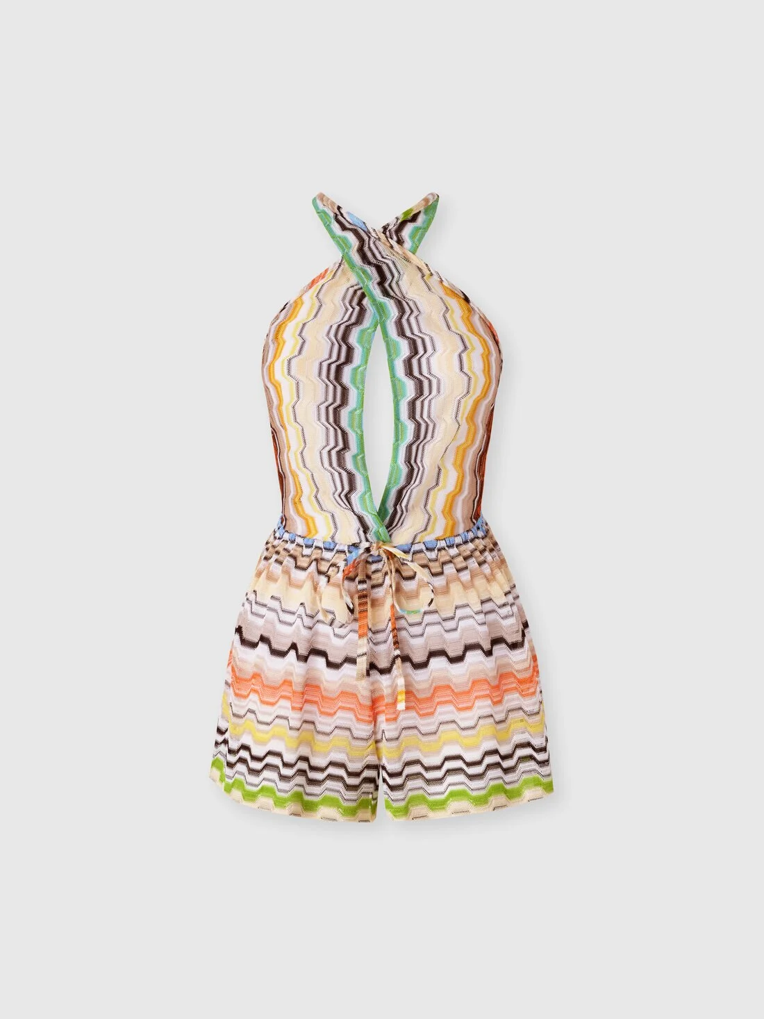 Short jumpsuit in pure viscose with greek motif - 1