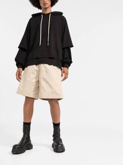 Rick Owens DRKSHDW layered cotton hoodie outlook