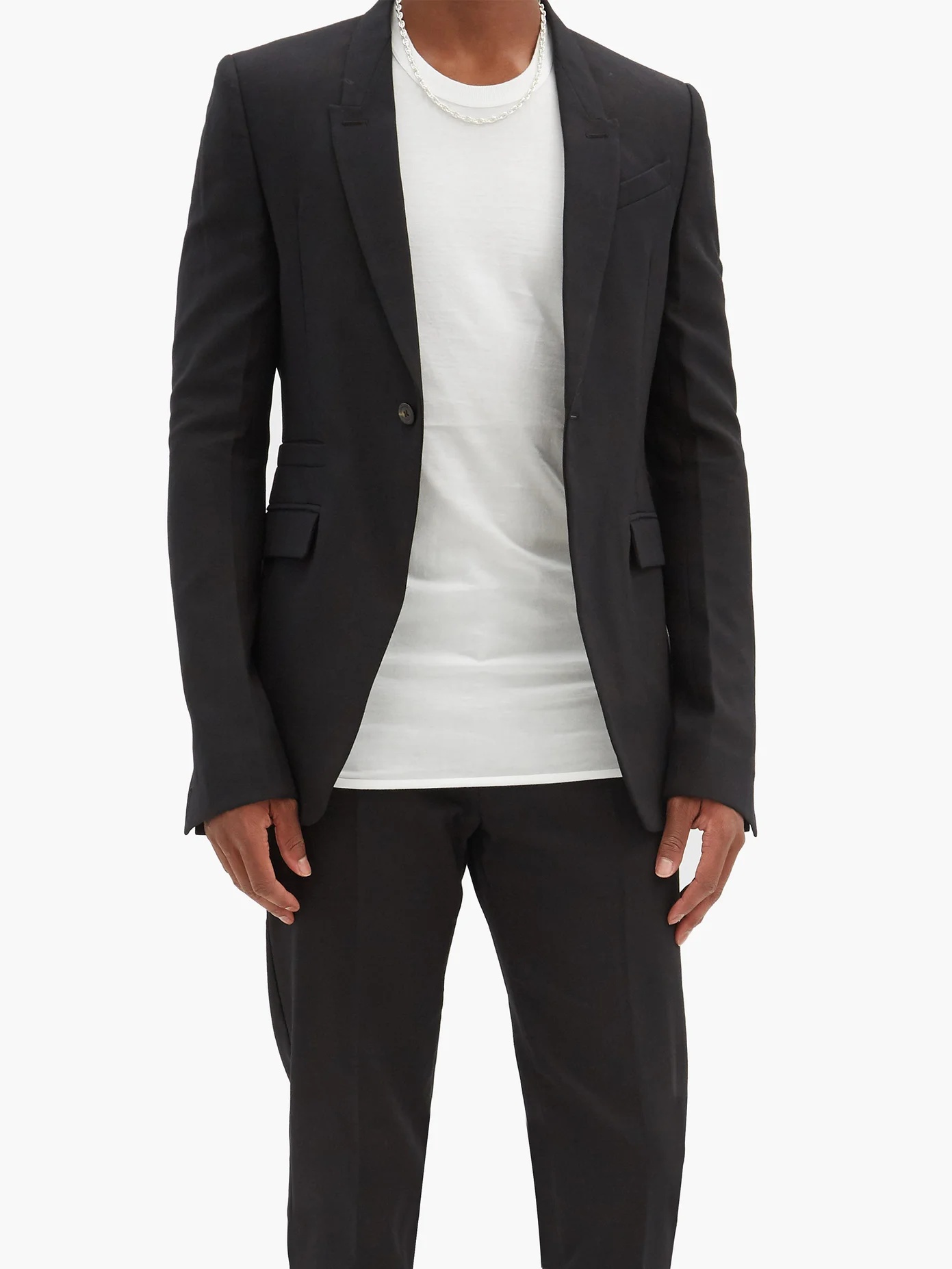 Single-breasted twill blazer - 6