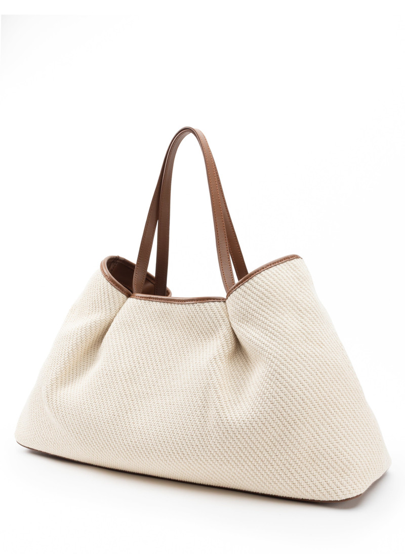 Elleme Dimple Tote Canvas/Leather Ecru/Cognac outlook