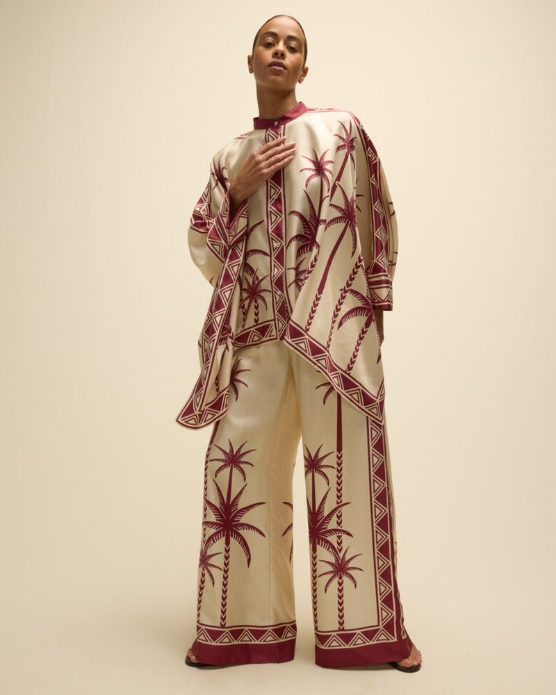 La DoubleJ Placed-Print Wide-Leg Silk Palazzo Pants outlook