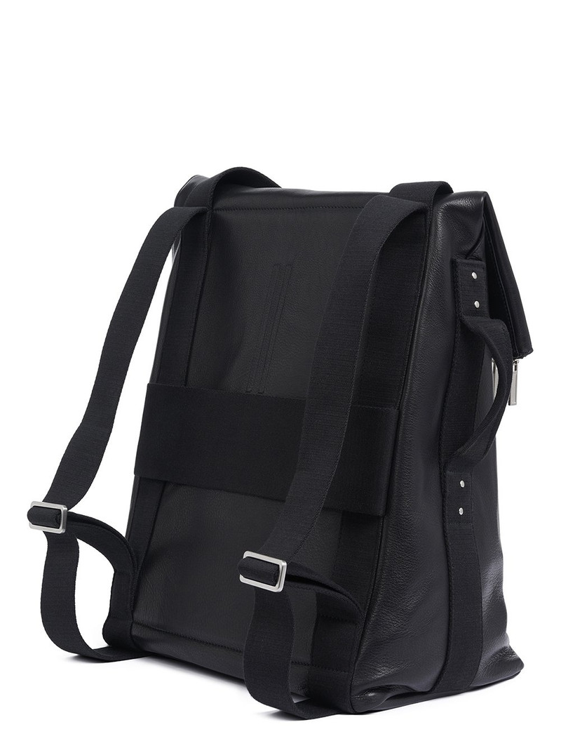 Black Leather Cargo Backpack 3