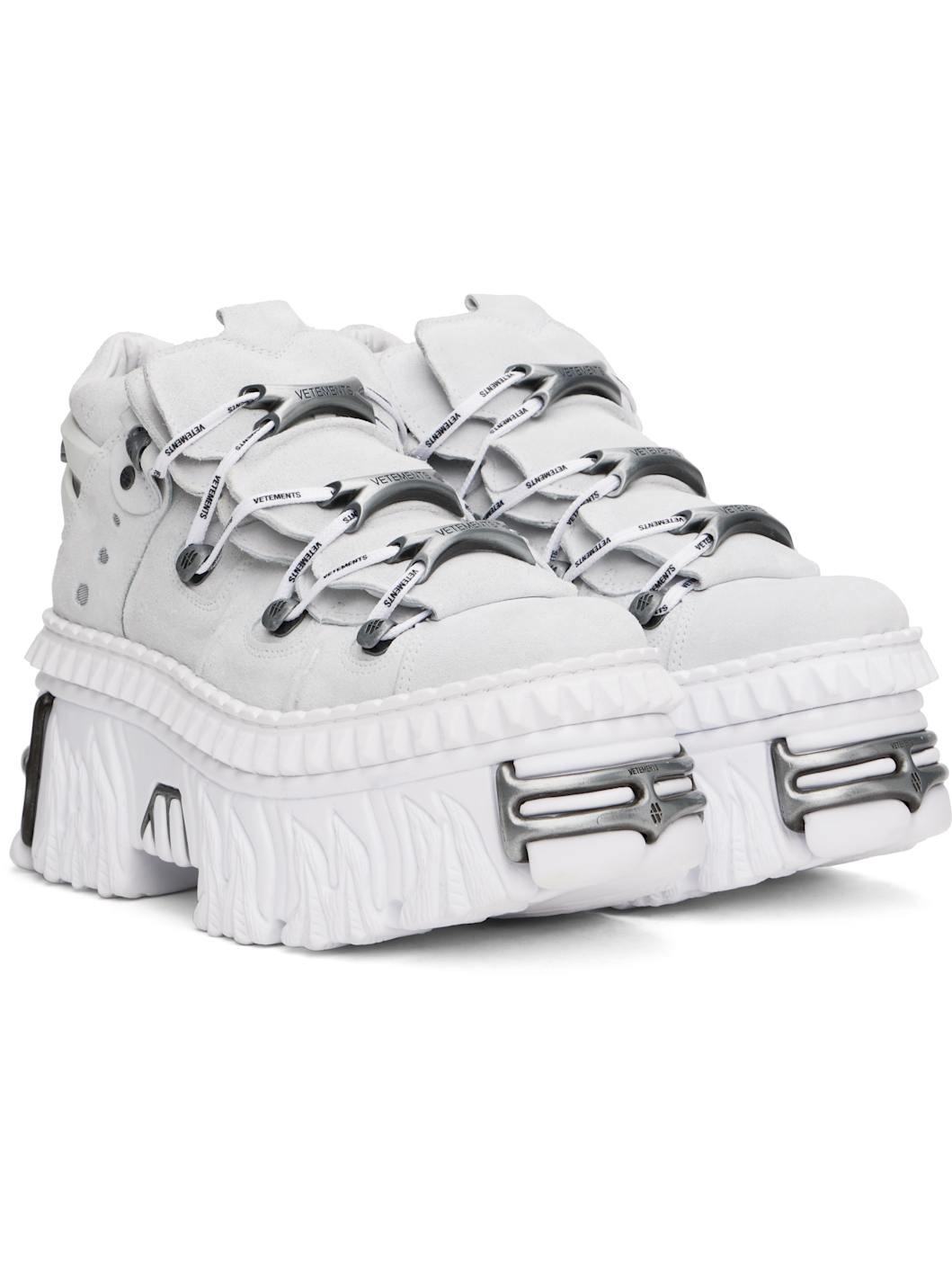 White & Gray New Rock Edition Fire Platform Sneakers - 4