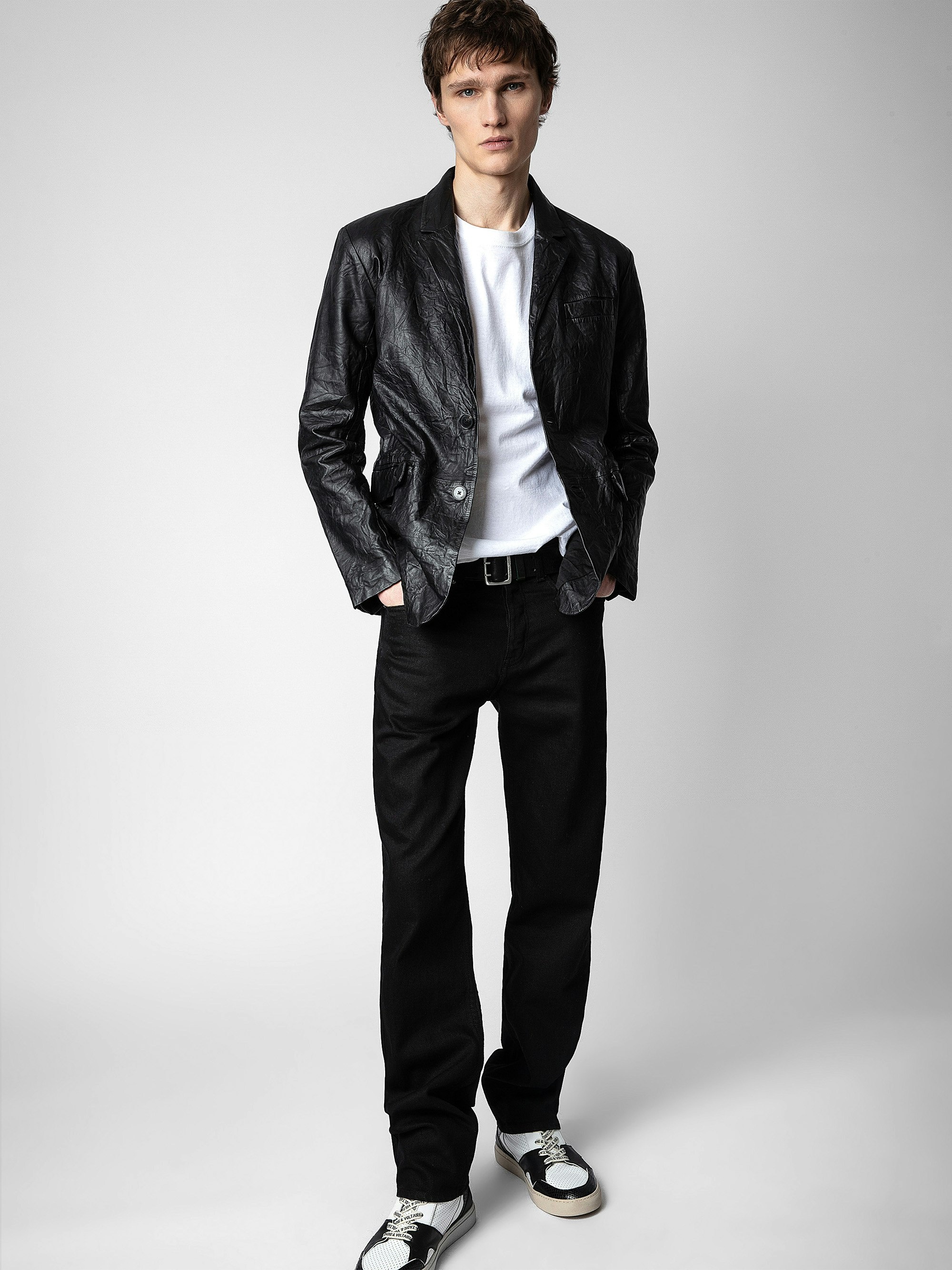 Valfried Crinkled Leather Blazer - 5