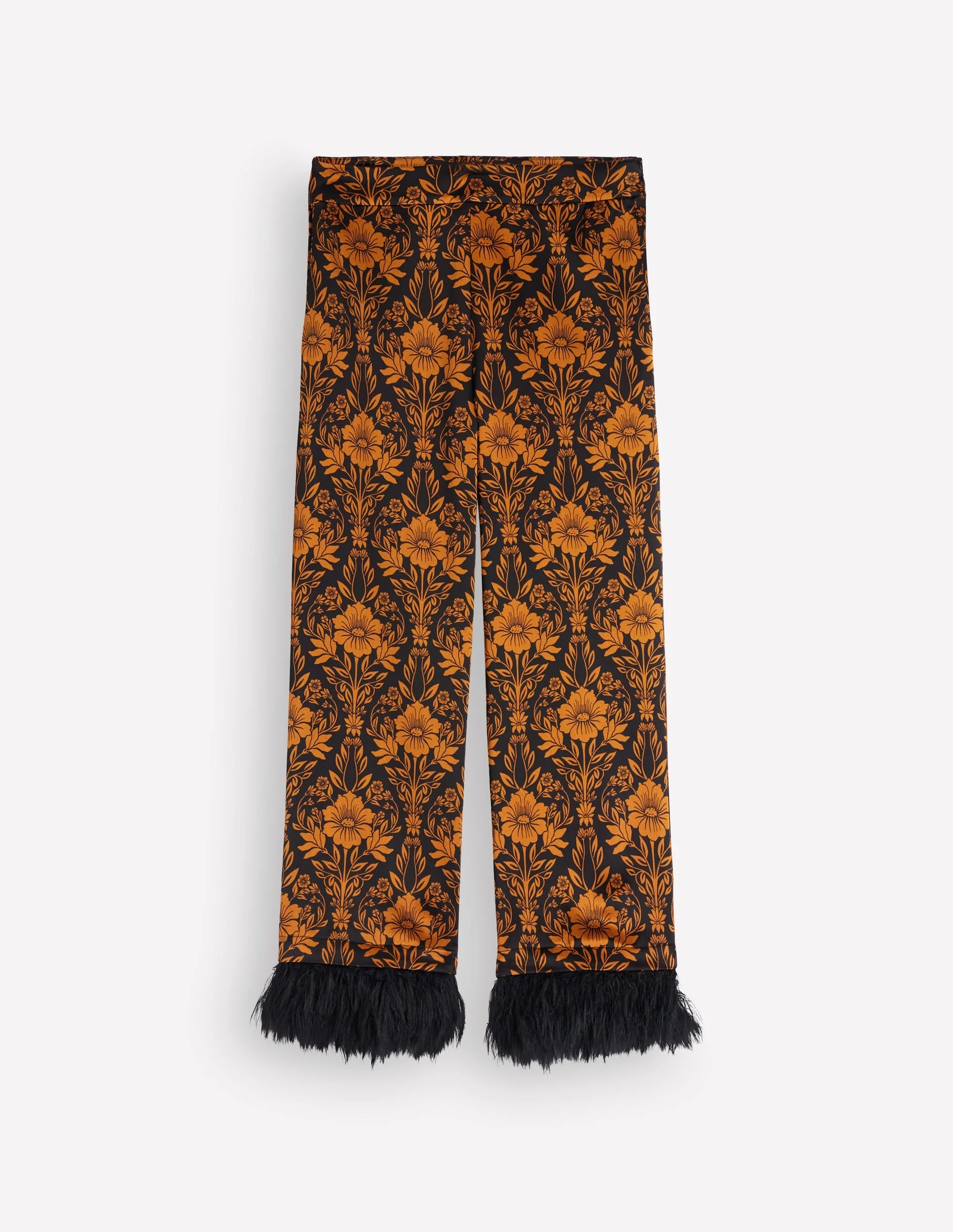 Feather Trim Pants-Flourishing Sprig - 1