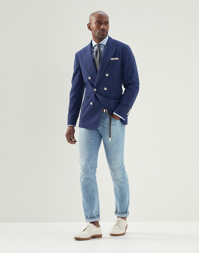 Brunello Cucinelli Lightweight denim traditional fit five-pocket trousers outlook