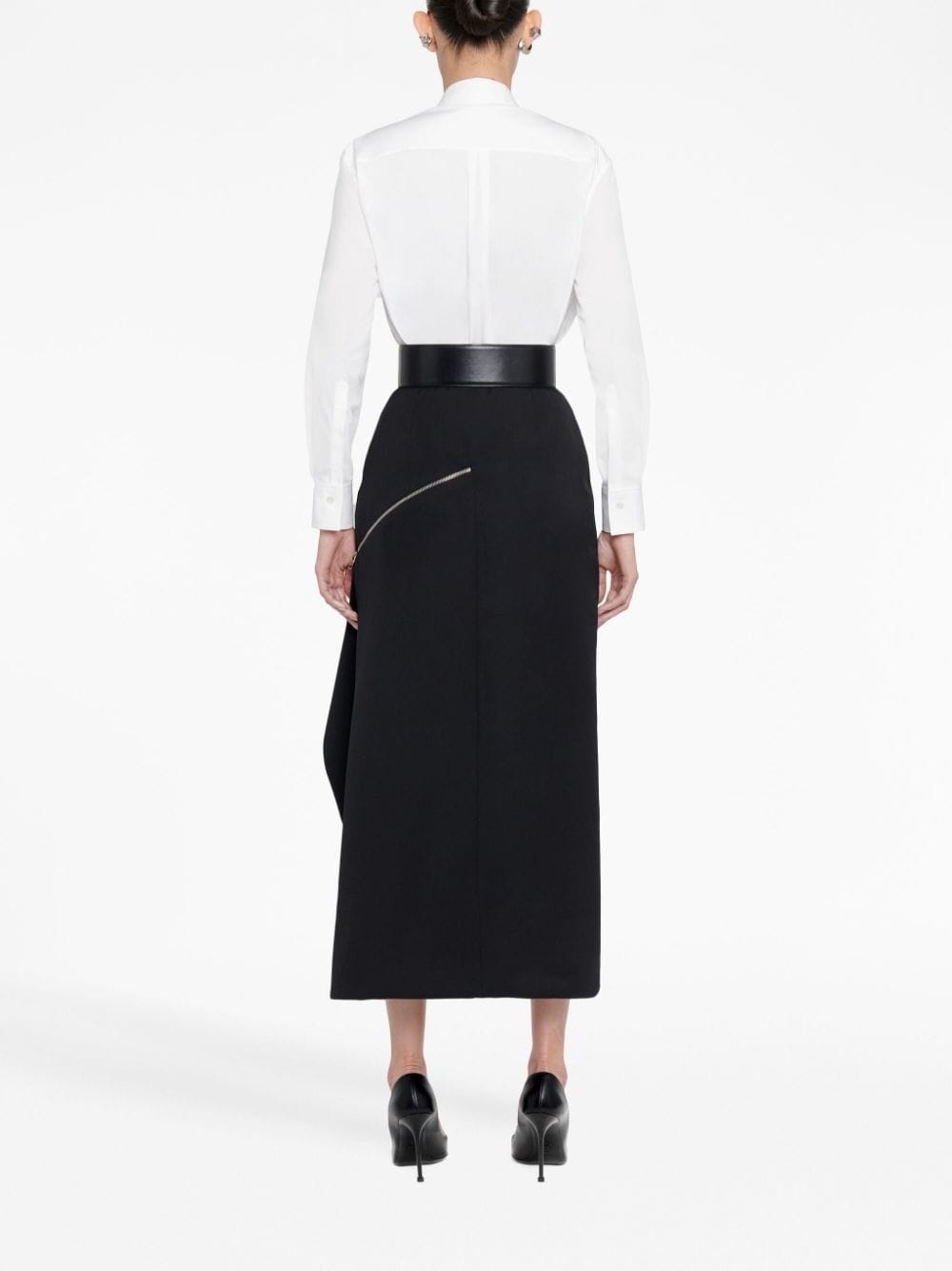 zip-slash pencil skirt - 4