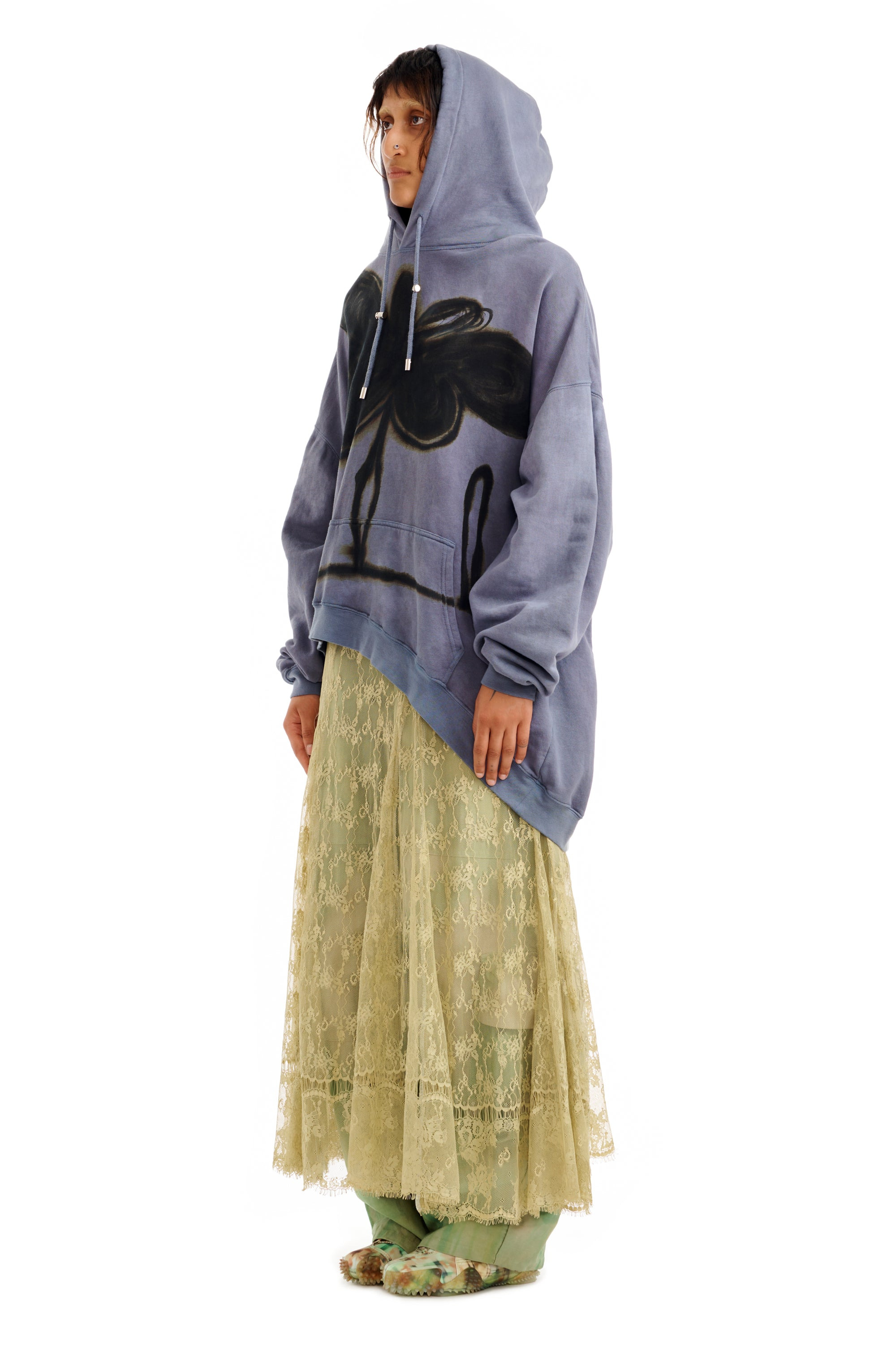MIDNIGHT FLOWER POT WAVE HEM HOODIE - 7