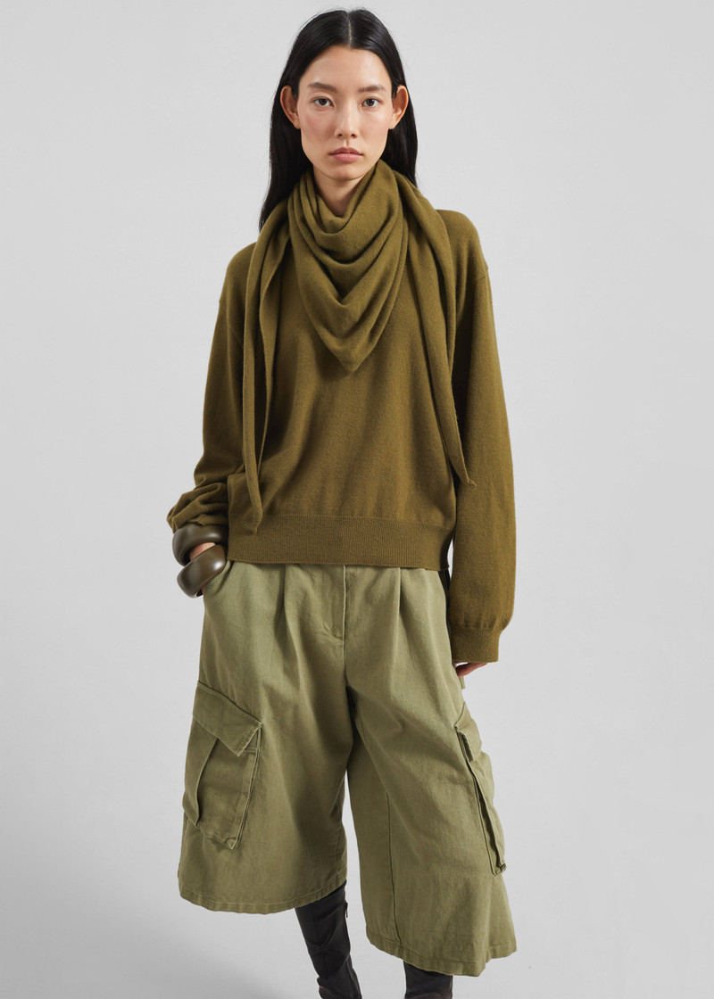 Vermont Scarf Sweater - Olive 3