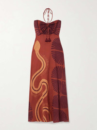 【Johanna Ortiz】ジャカードコットンミディドレス Johanna Ortiz Mother of All Waters cutout shirred printed