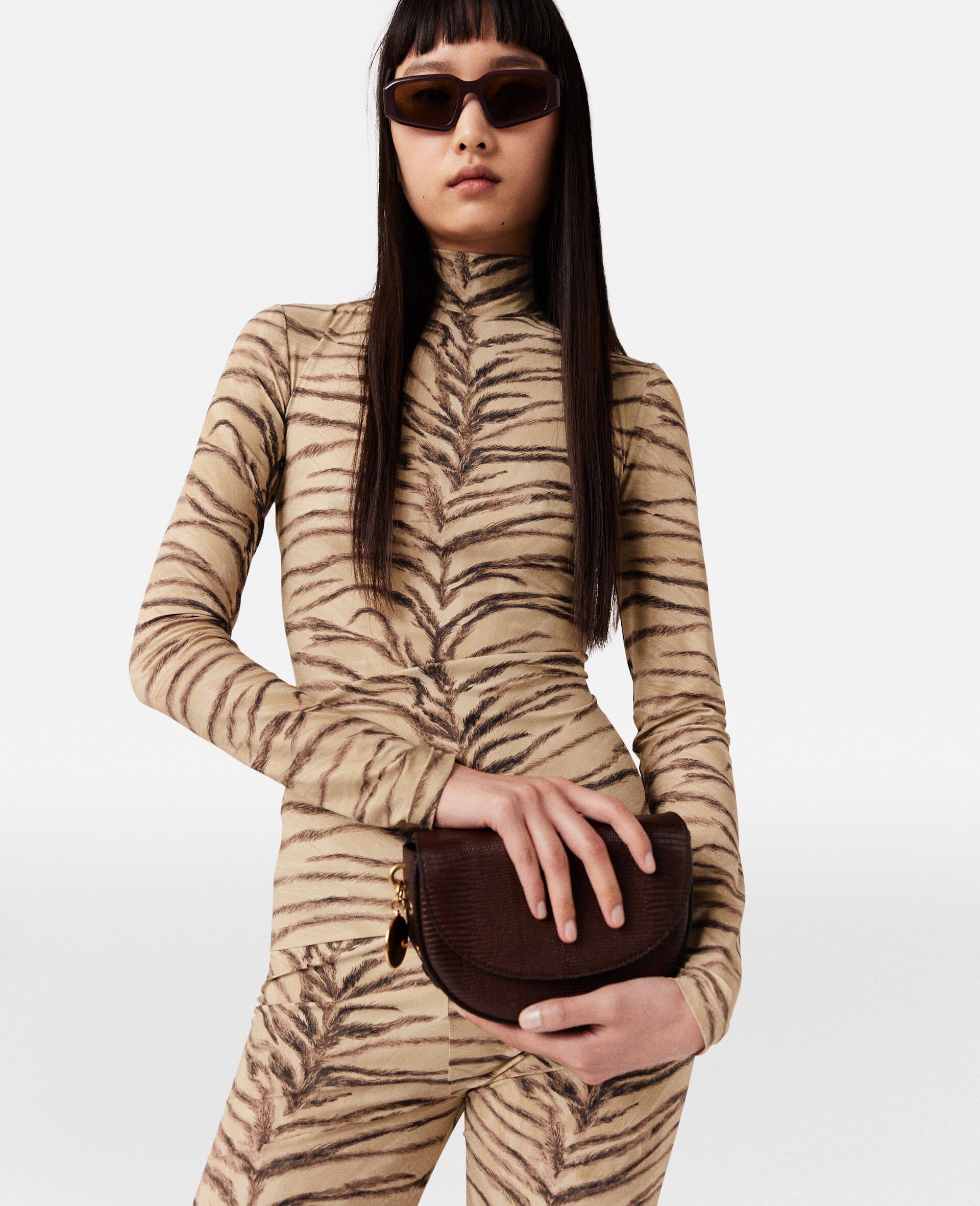 Tiger Print High-Neck Top - 1