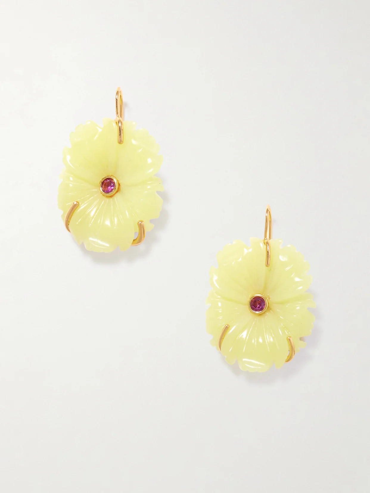 New Bloom Gold-plated, Jade And Rhodolite Earrings - 1