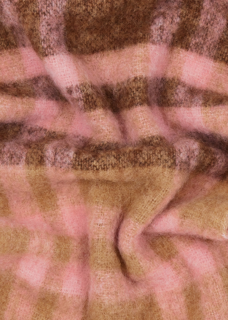 Women's Beige and Pink Check Scarf 4