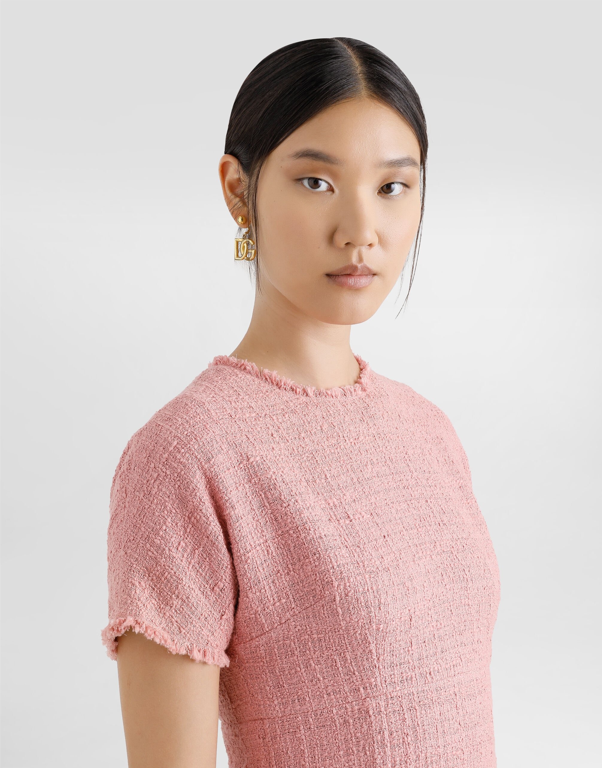 Raschel tweed midi dress with DG logo - 4