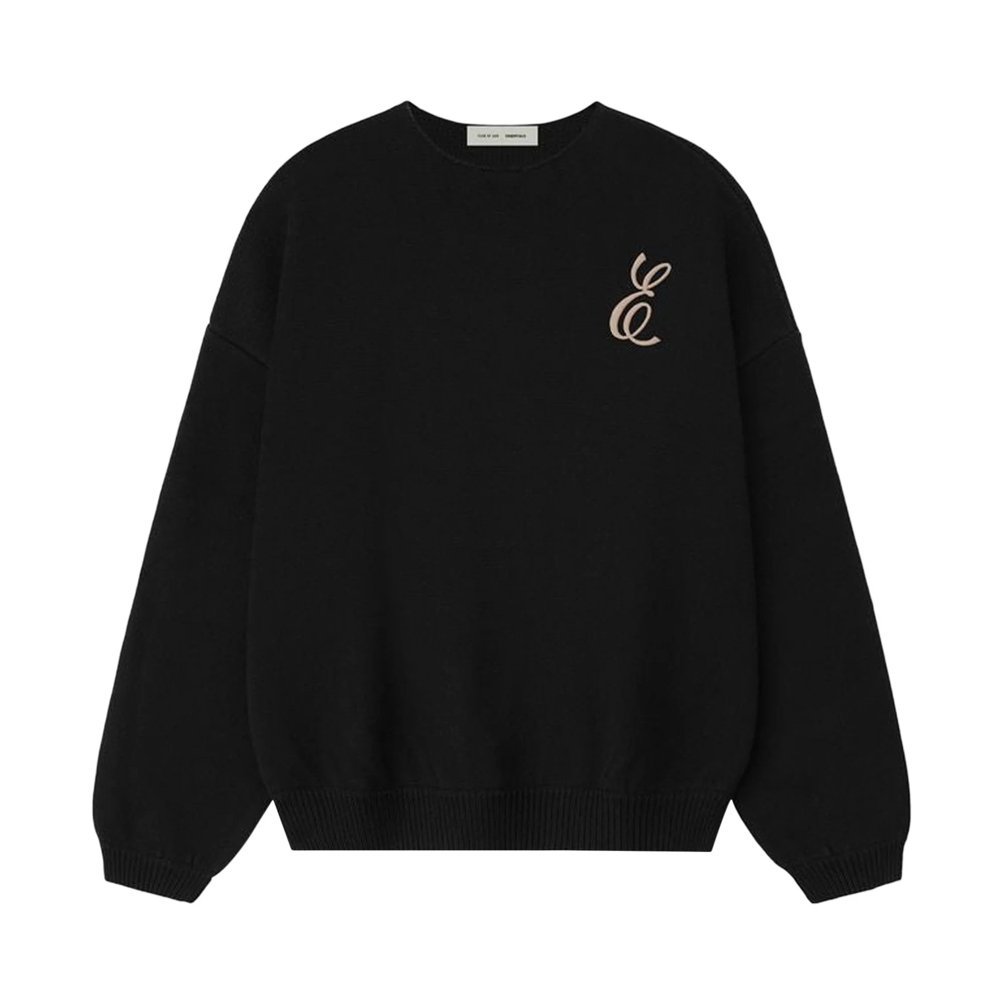 Fear of God Essentials Waffle Crewneck Sweater 'Vintage Black' - 1