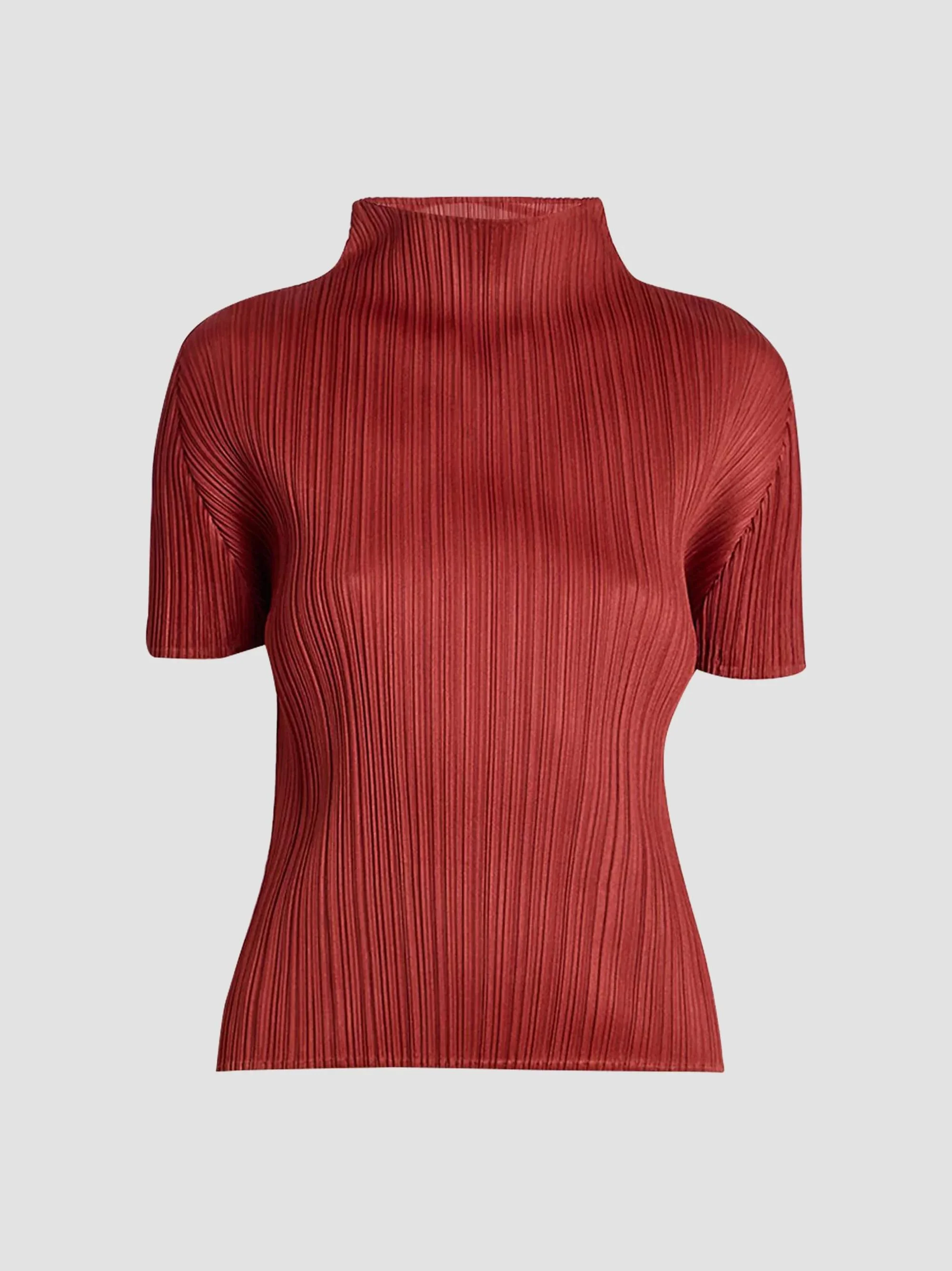 Women's Monthly Colors: September Mock Turtleneck Top - Red Brown - 1