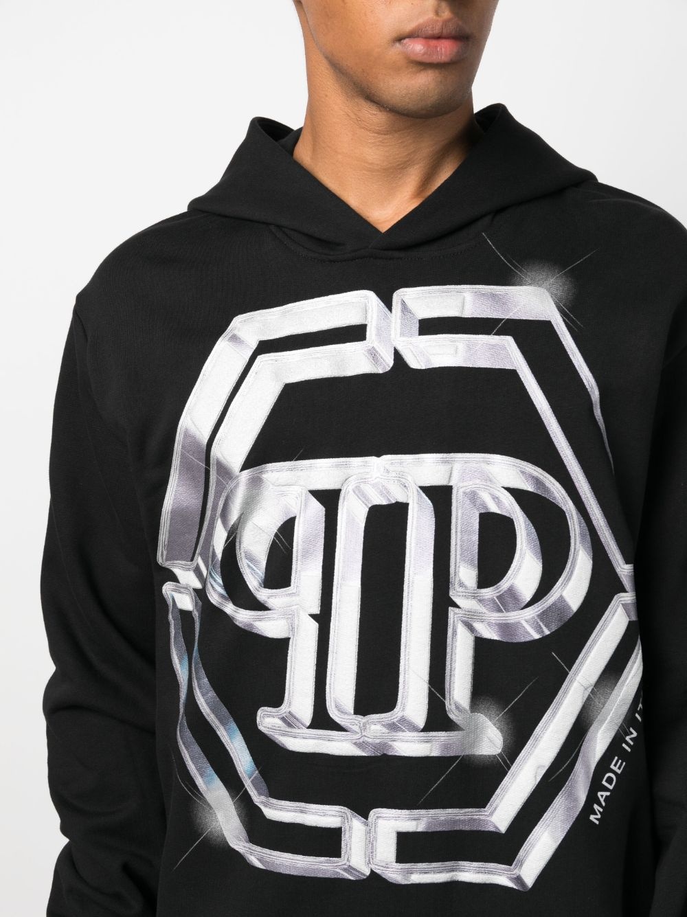 logo-print cotton hoodie - 5