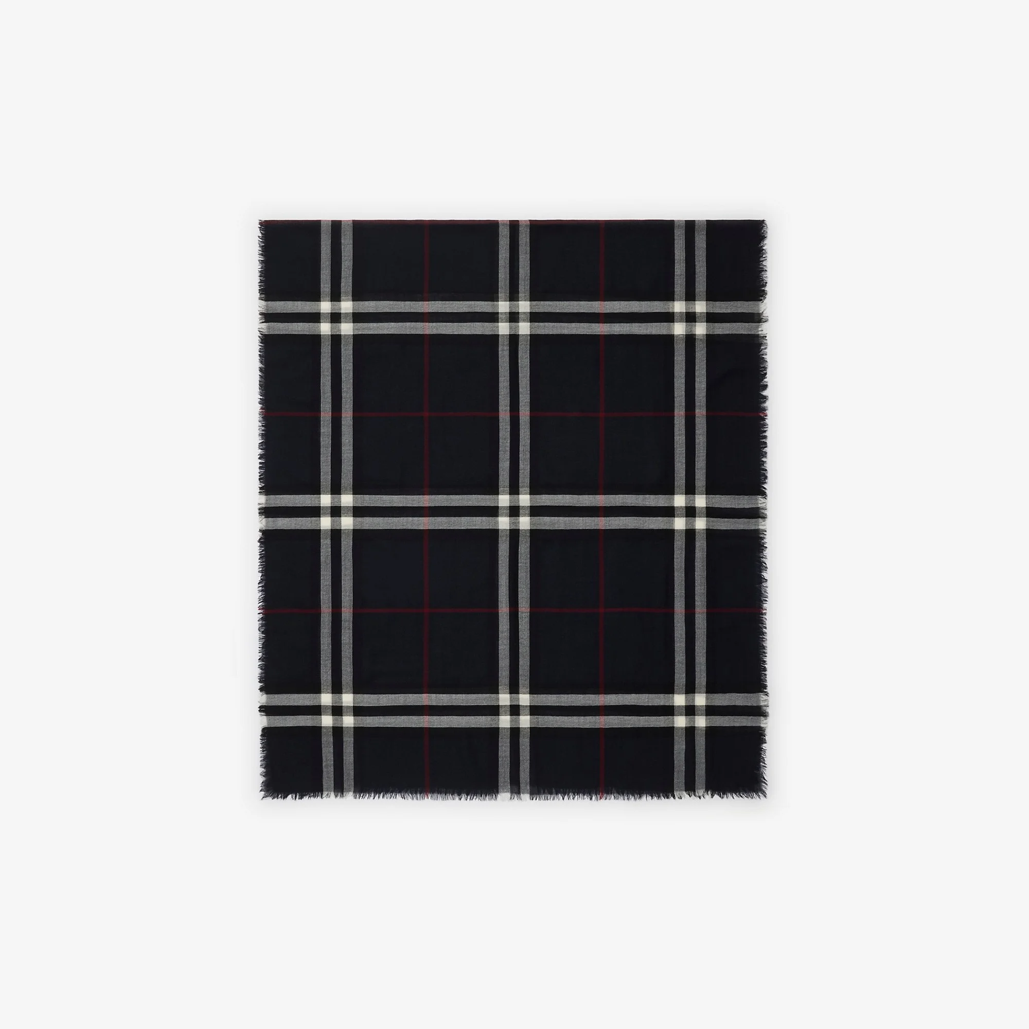 Wide Check Wool Scarf - 1