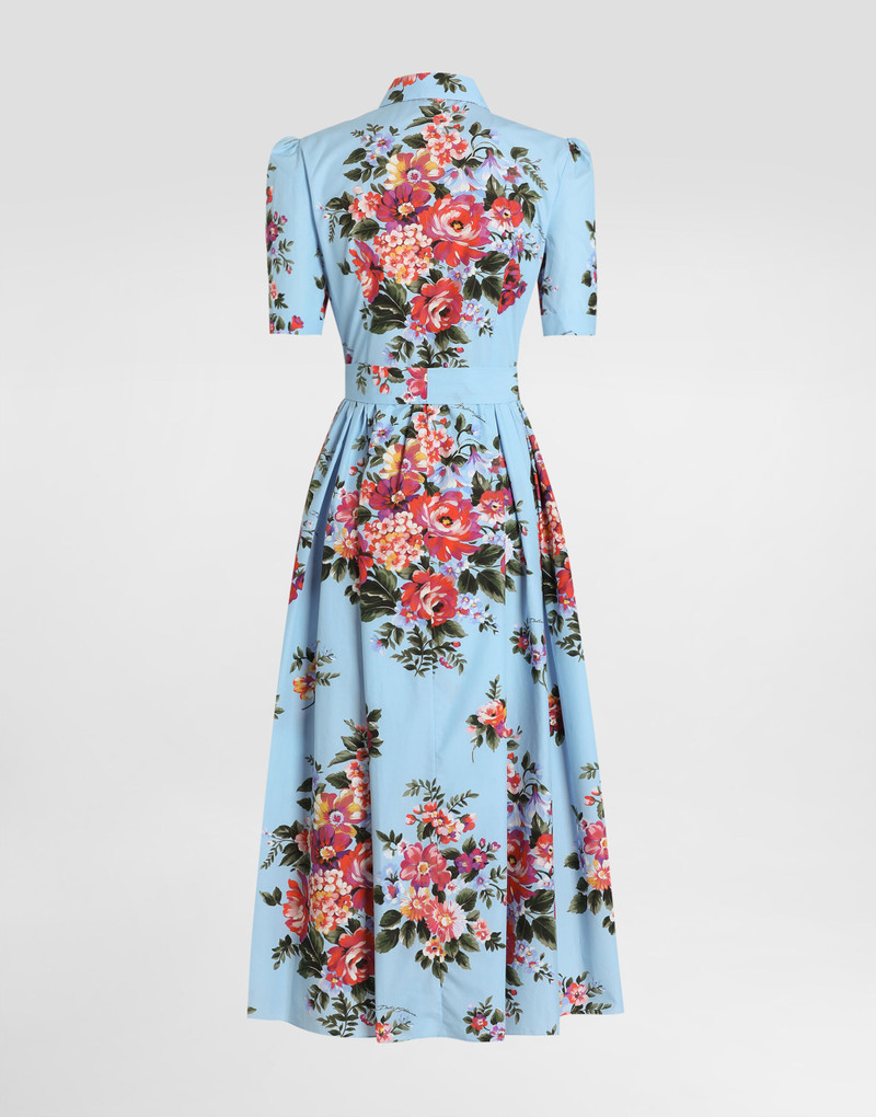 Dolce & Gabbana Flower bouquet-print poplin shirt dress outlook