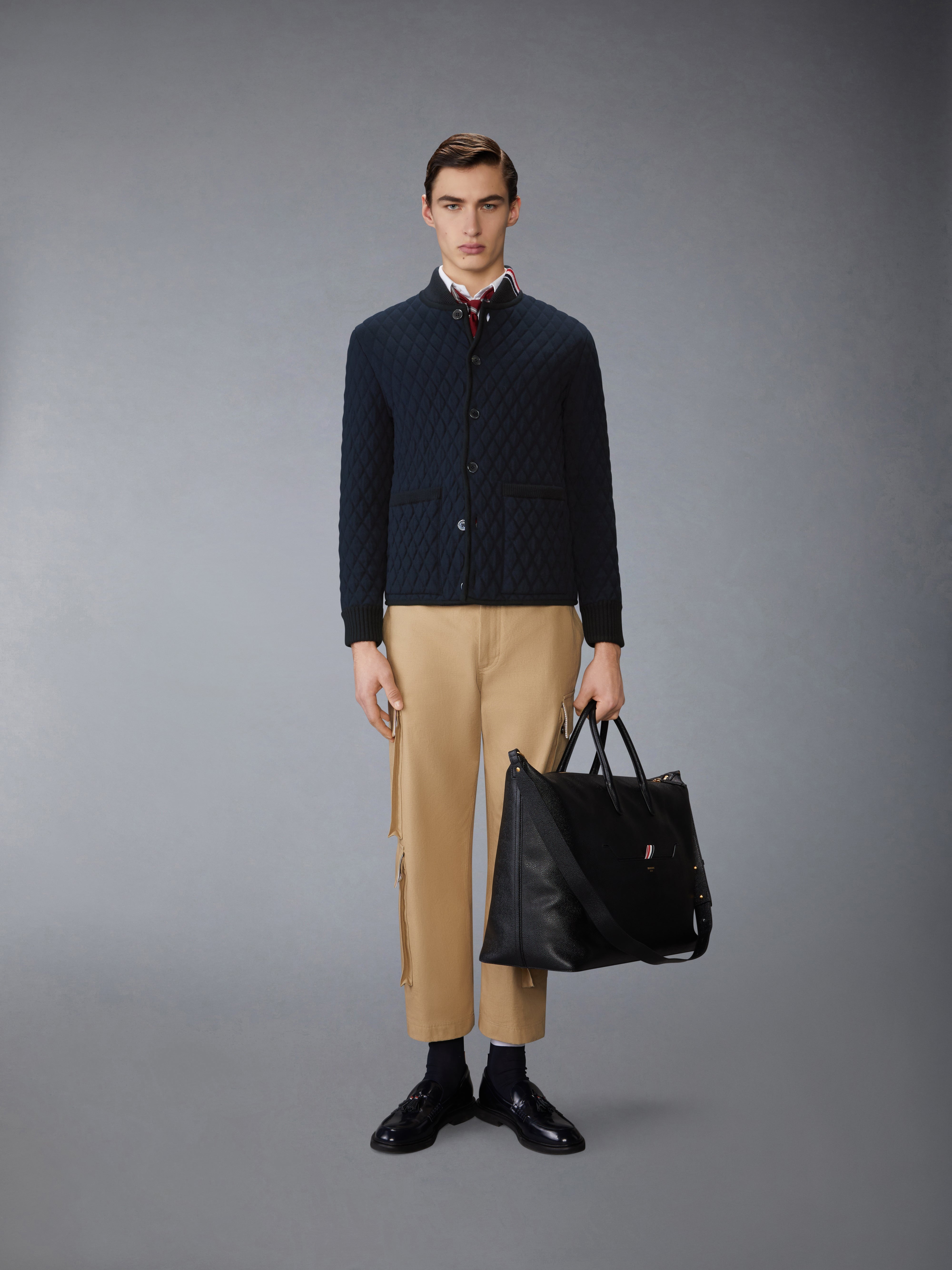 MERINO WOOL INTARSIA JACQUARD WORK JACKET - 4
