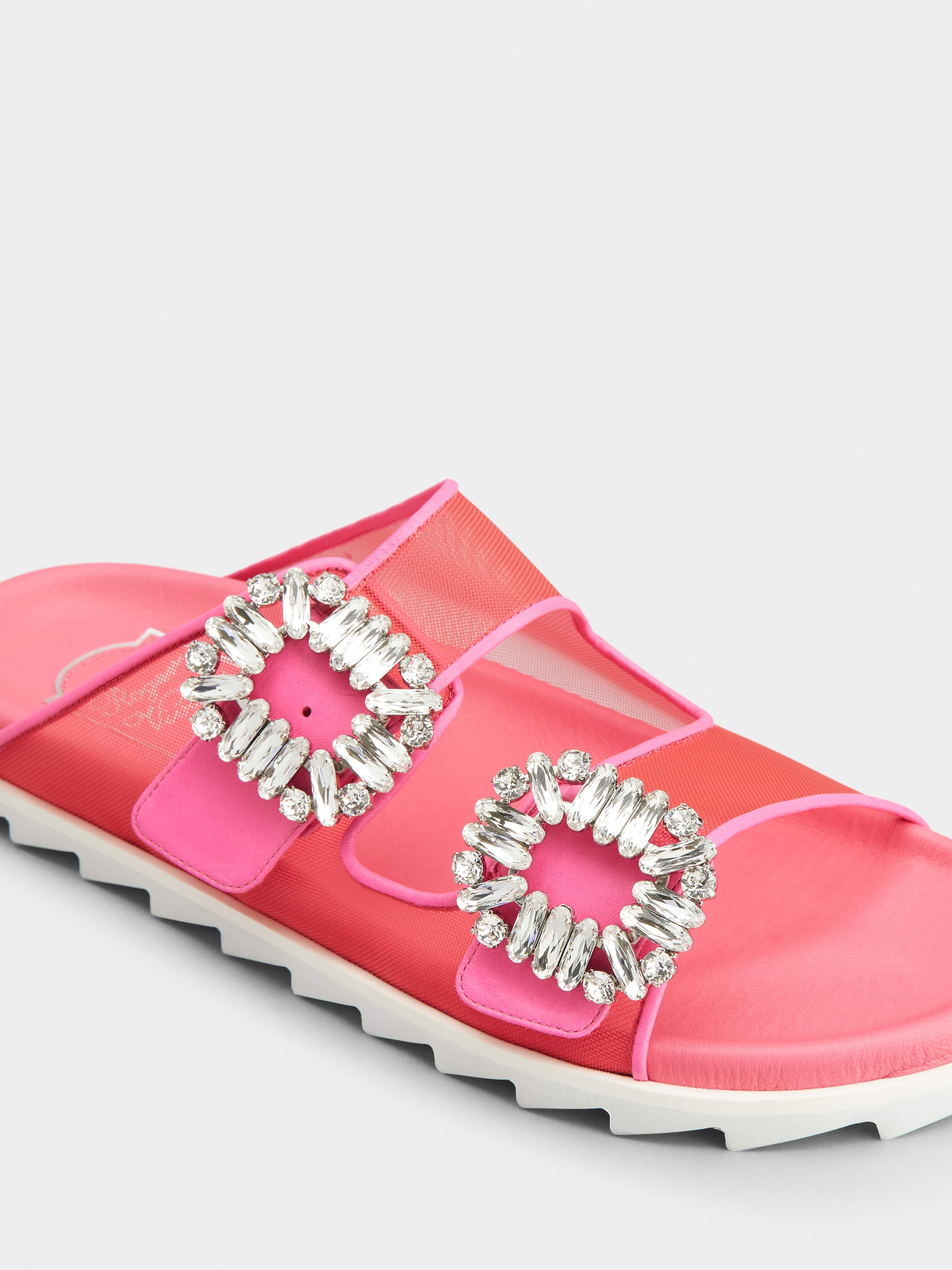 Slidy Viv' Strass Buckle Mules in Fabric - 3