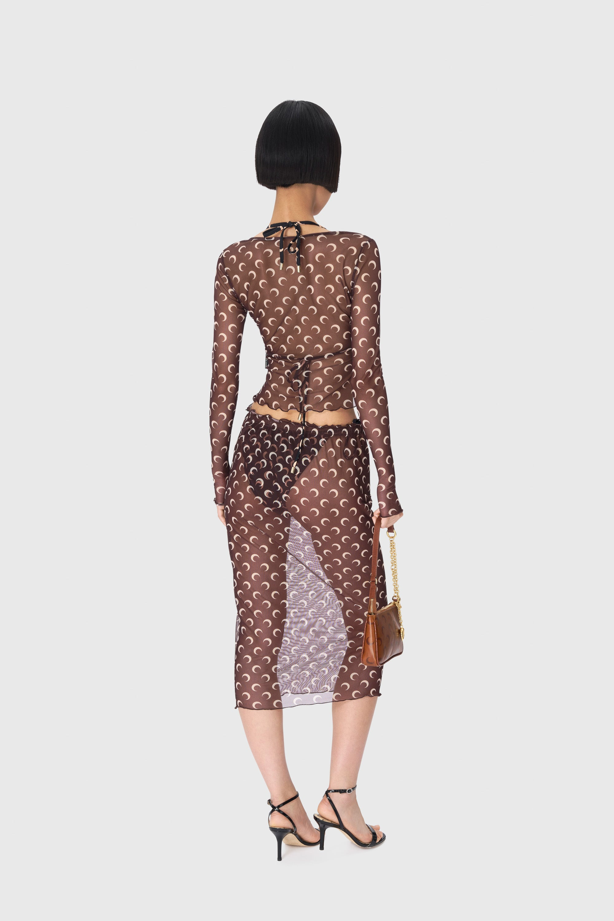 Moon Printed Mesh Second Skin Cropped Top - 4