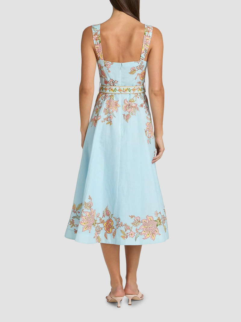 Women's Riah Floral Cotton-Linen Belted Midi-Dress - Blue 5