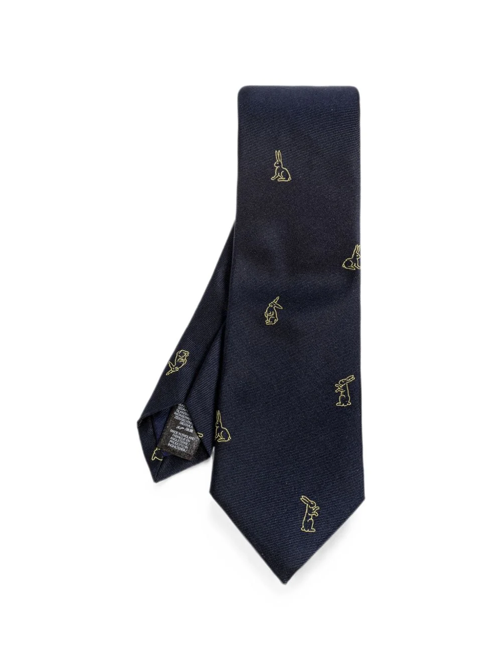 rabbit-embroidered silk tie - 1
