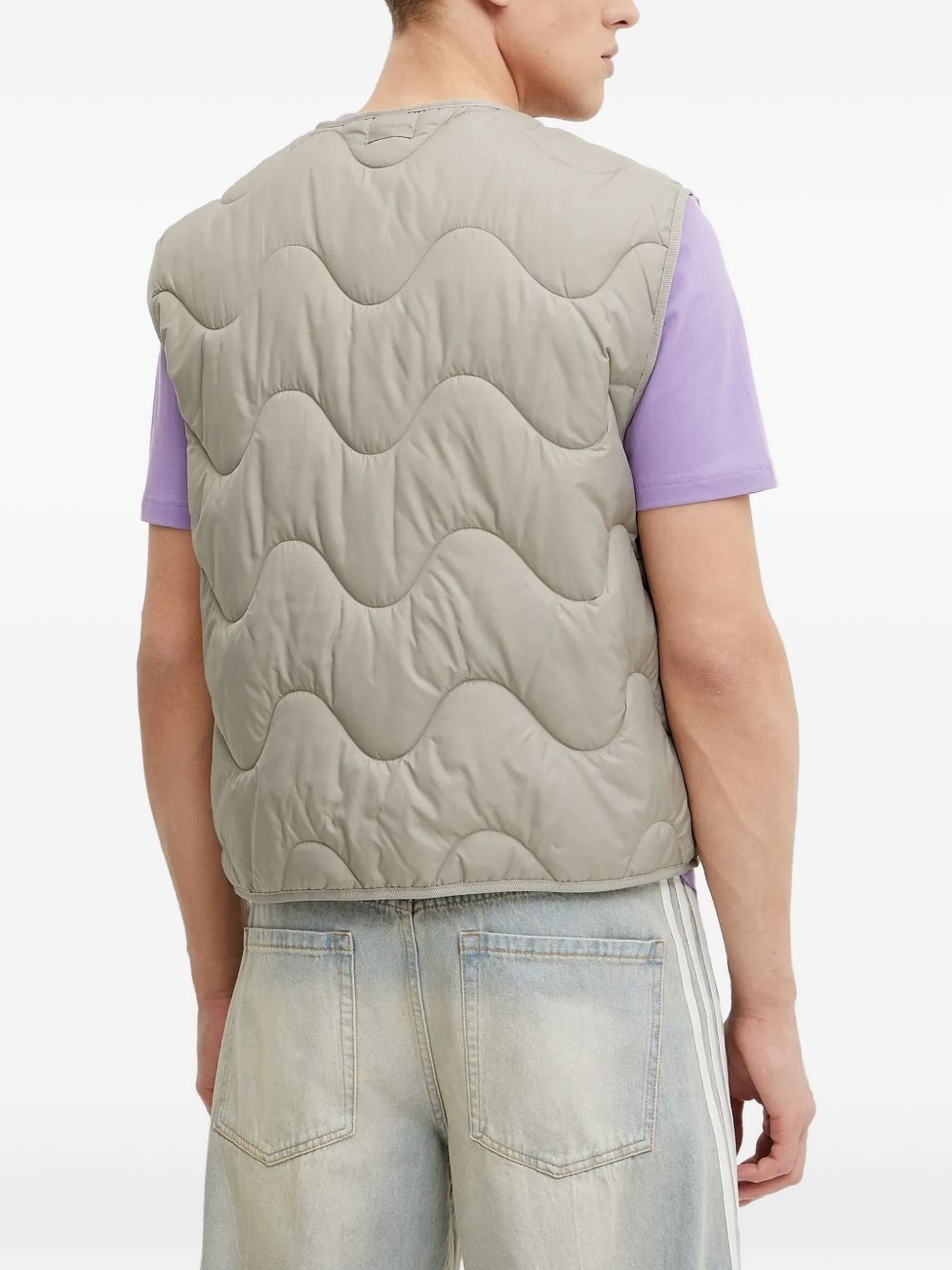 logo-patch quilted-wave vest - 3