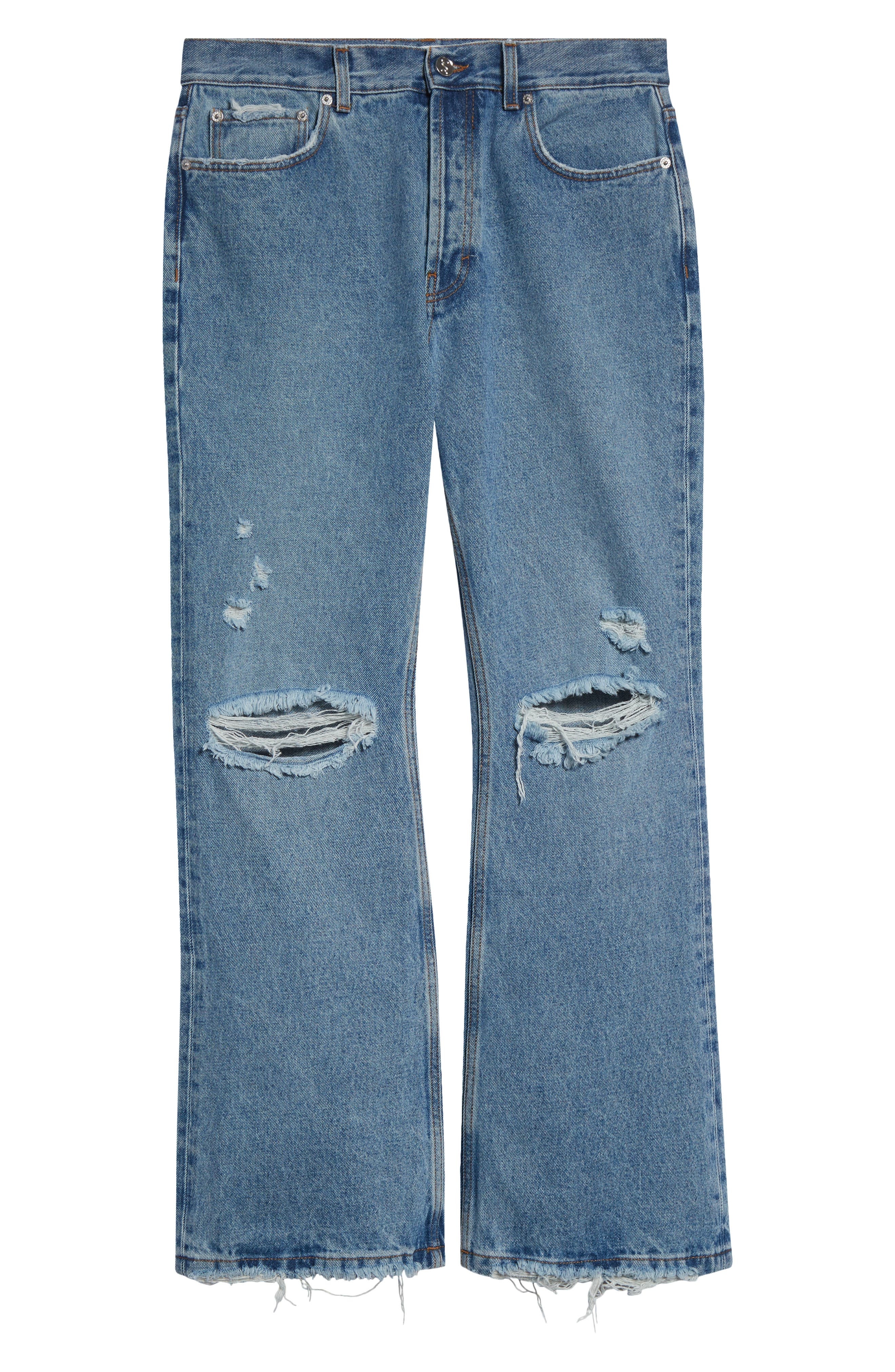 Séfr Rider Ripped Bootcut Jeans in Trashed Mid Blue at Nordstrom - 6