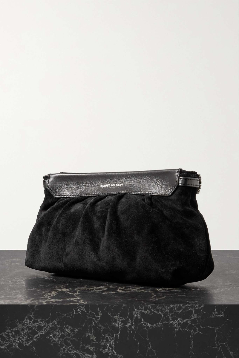 Luzes crystal-embellished leather and suede shoulder bag 3