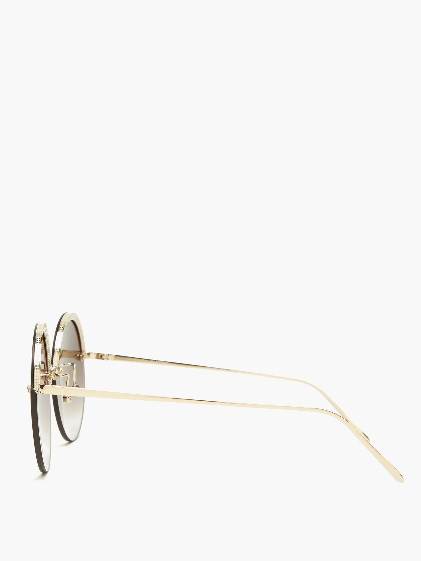 Adrienne round 22kt gold-plated sunglasses - 3