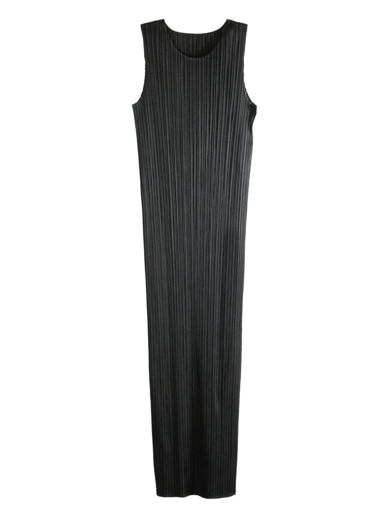 pleated sleeveless midi dress 1