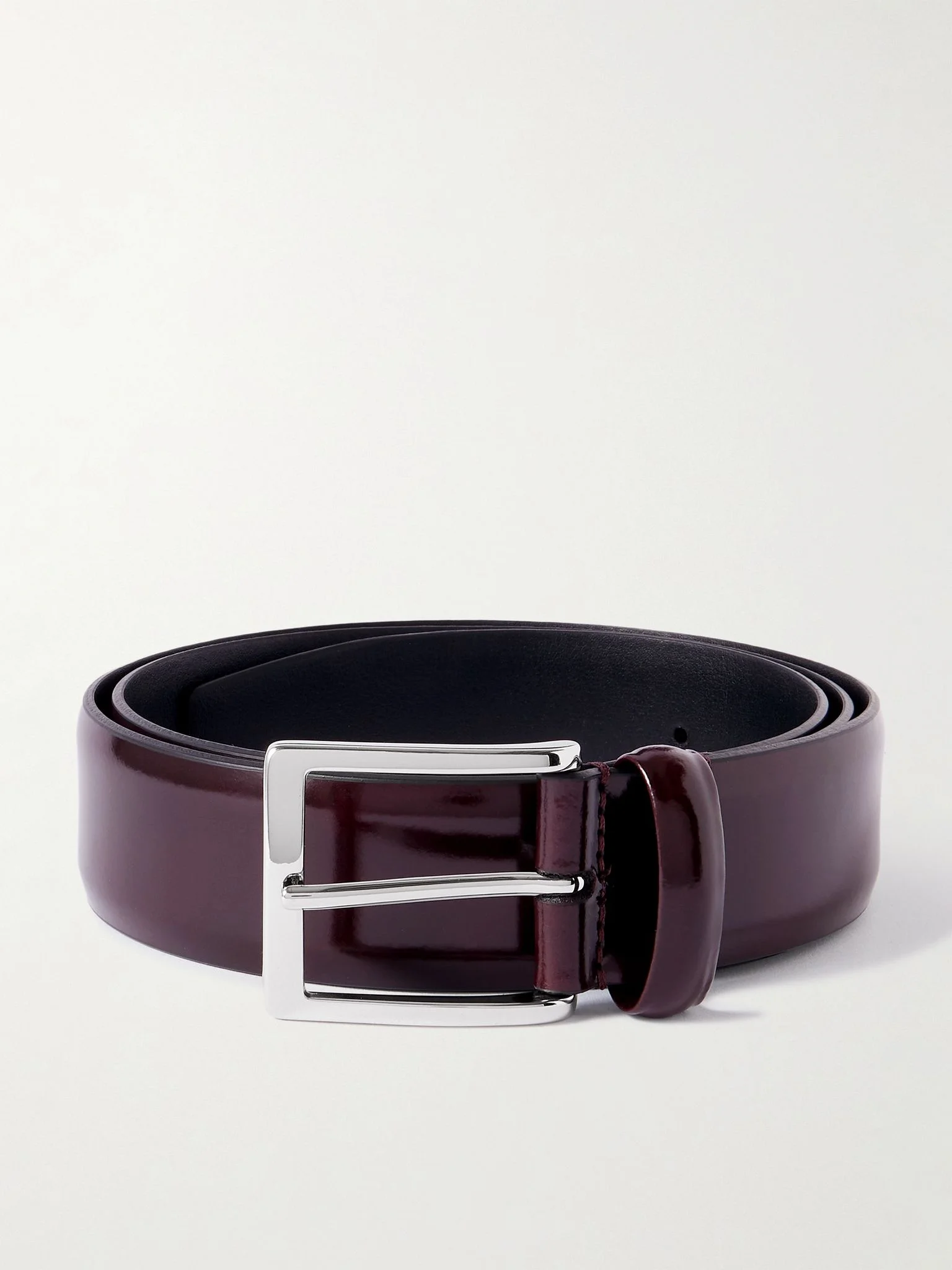 4cm Glossed-Leather Belt Burgundy - 1