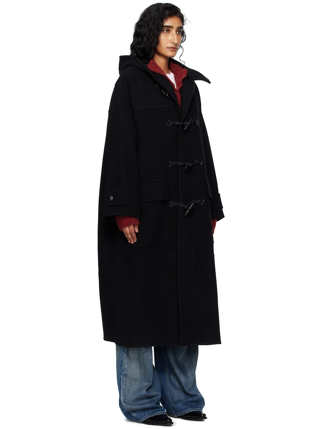 Black Hooded Duffle Coat - 2