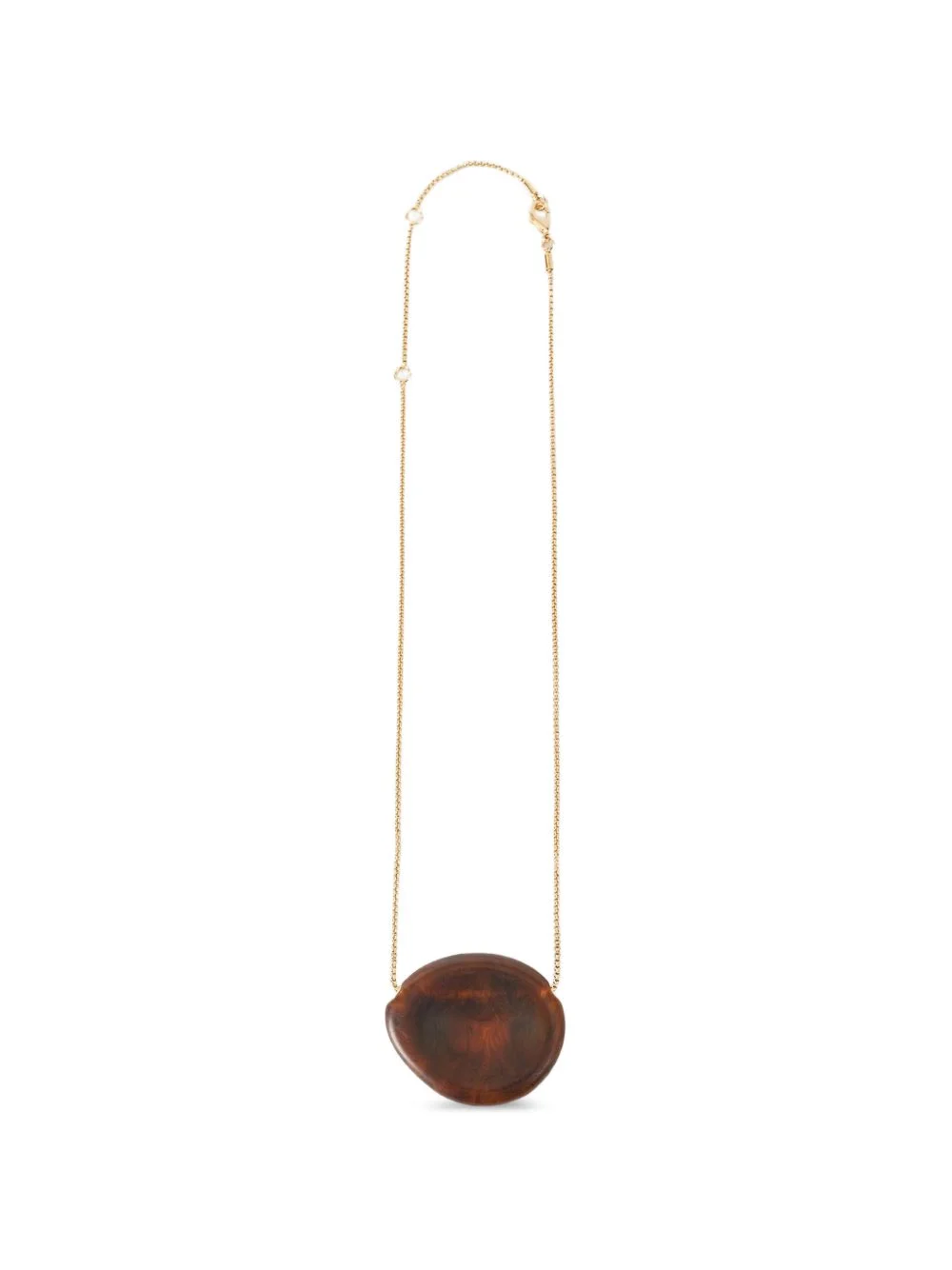 Bean resin-pendant chain necklace - 1