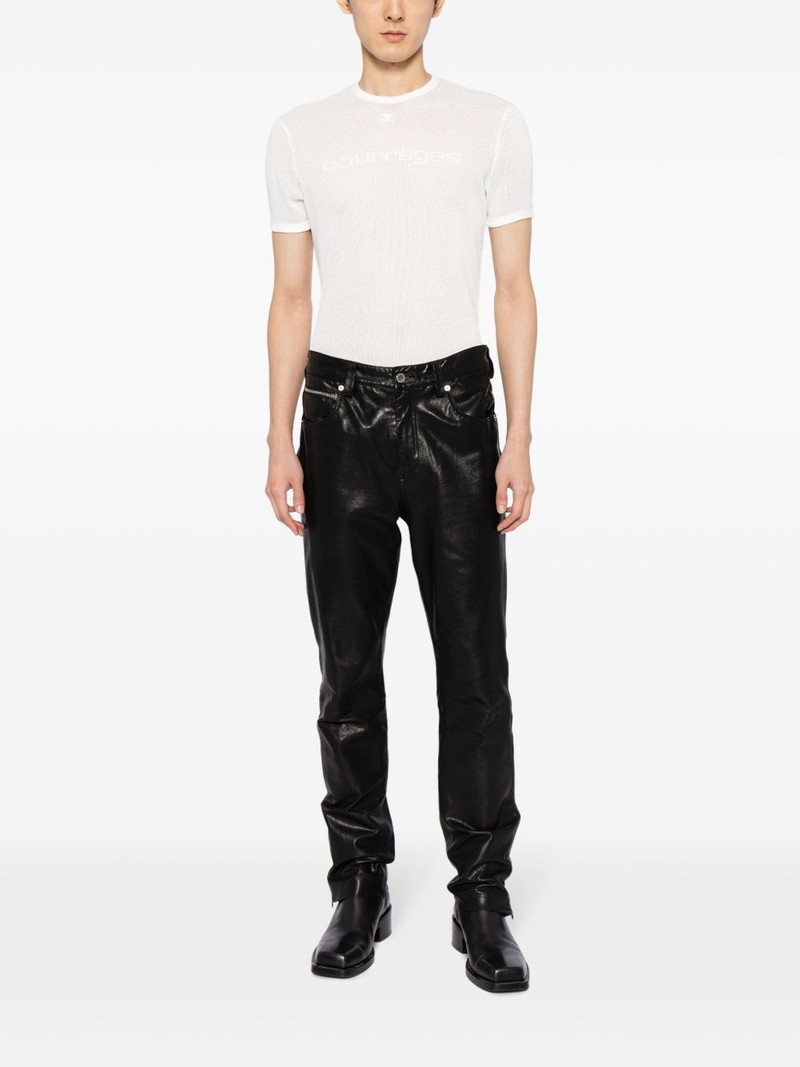 courrèges logo-embroidered perforated cotton T-shirt outlook