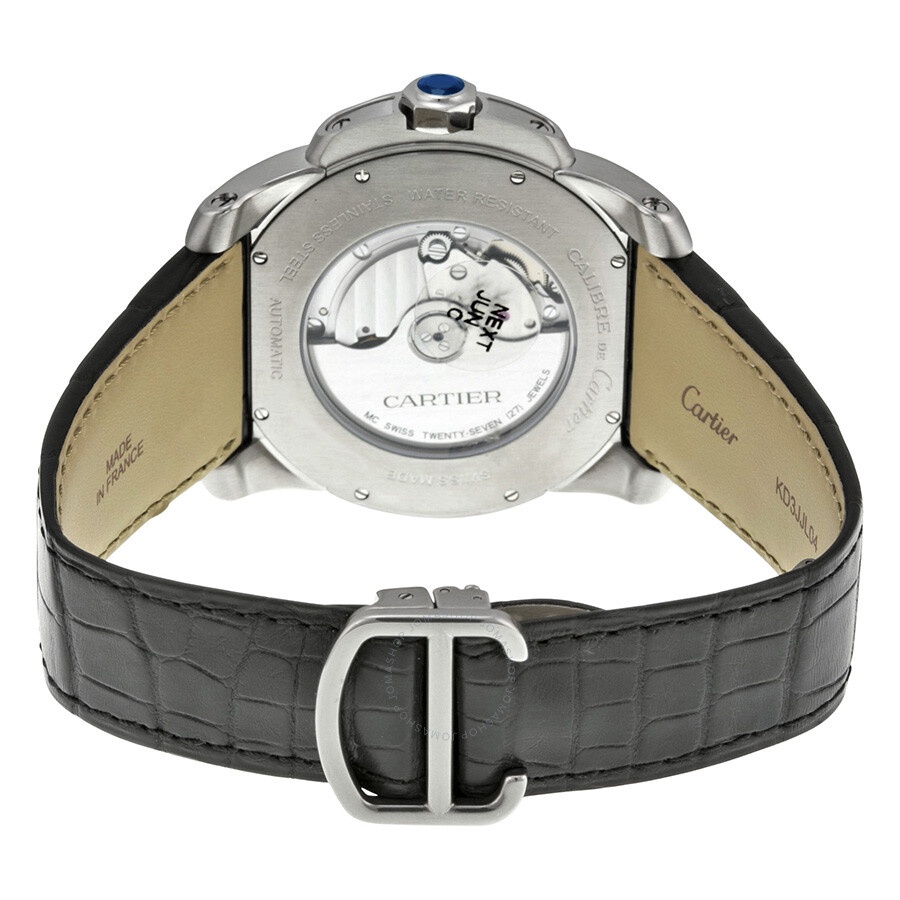 Cartier 42 mm  Calibre De Cartier Silver Dial Black Leather Men's Watch W7100037 - 3