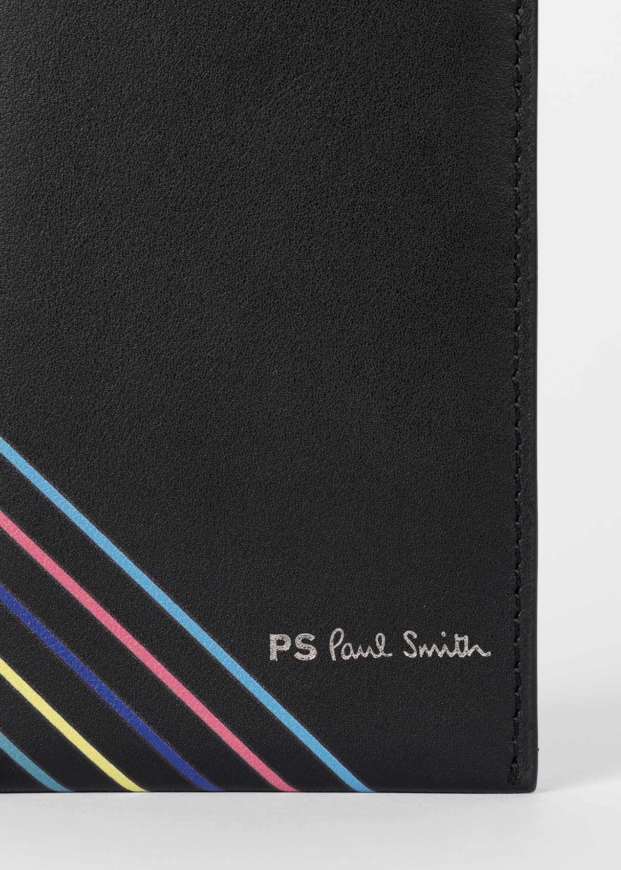 Black 'Sports Stripe' Slim Leather Wallet - 4