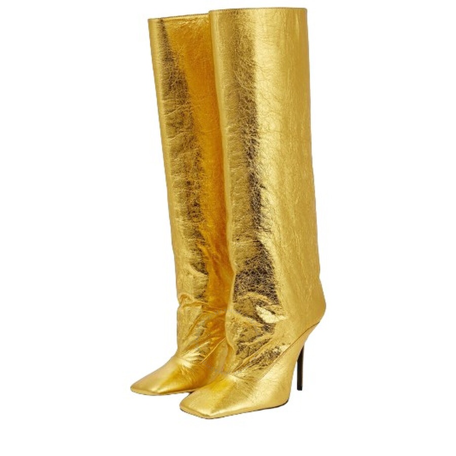 The Attico Ladies Gold Sienna Crinkled Laminated 105 mm Knee-High Boots - 2