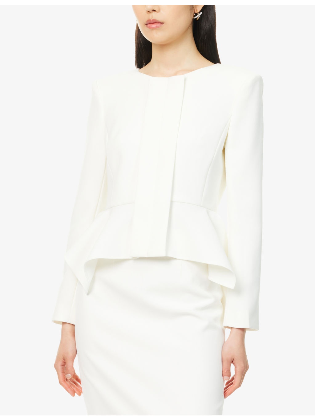 Peplum Round-Neck Stretch-Woven Jacket - 3