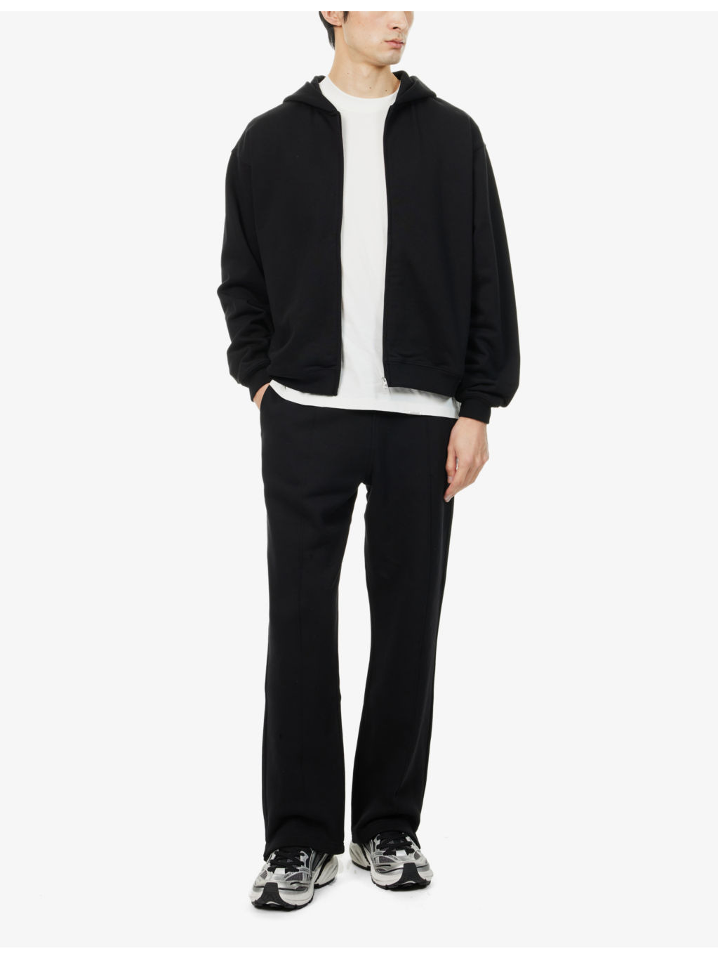 Initial two-slip-pockets straight-leg relaxed-fit cotton-jersey jogging bottoms - 2