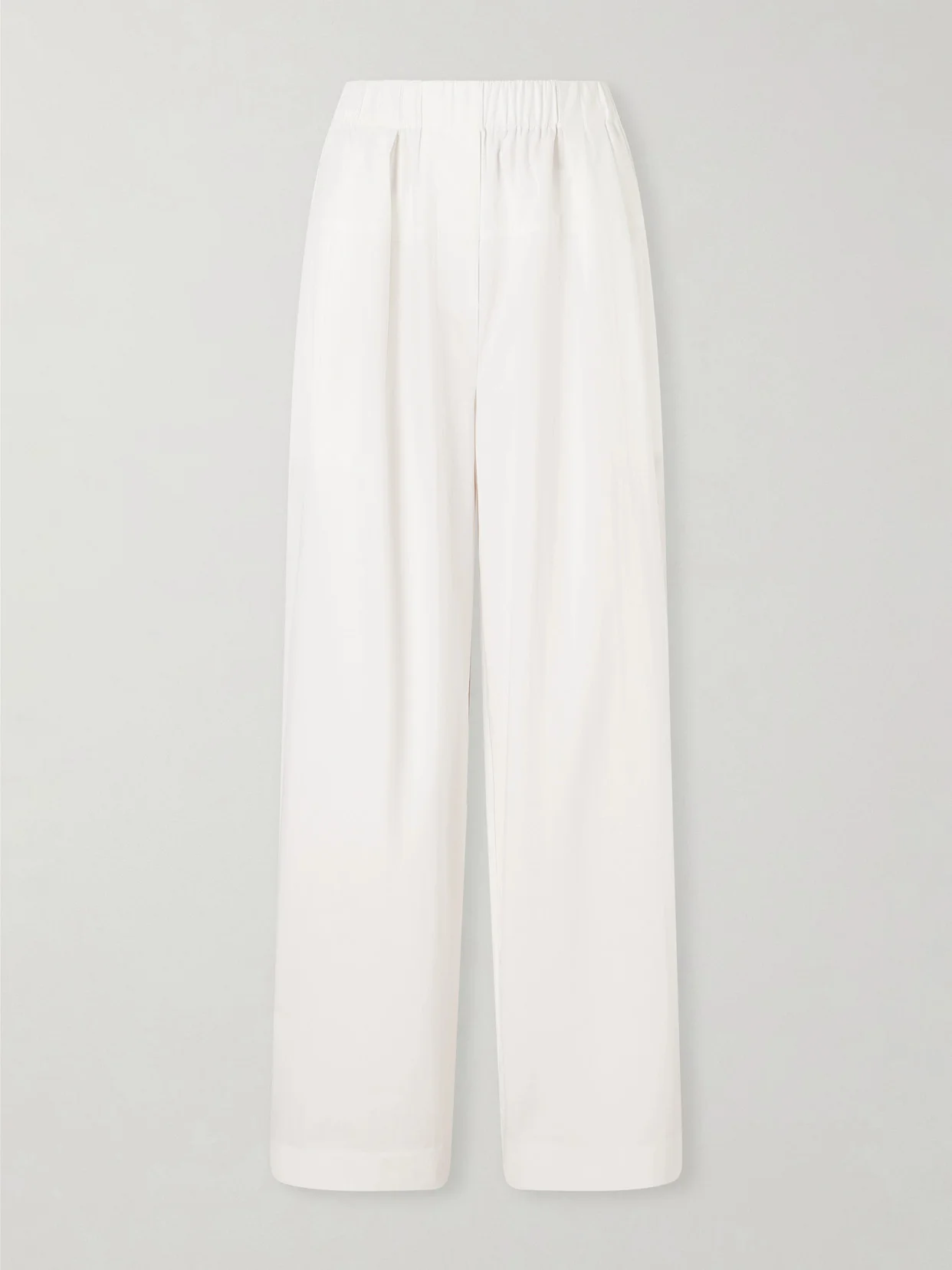 Pleated Cotton-blend Wide-leg Pants - 1