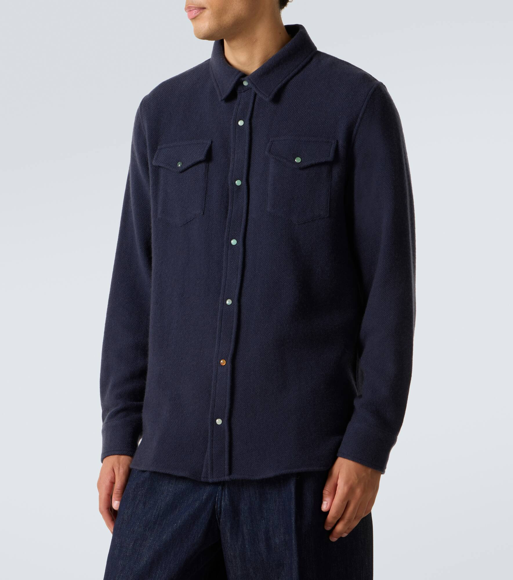 Cashmere shirt with emerald - 3