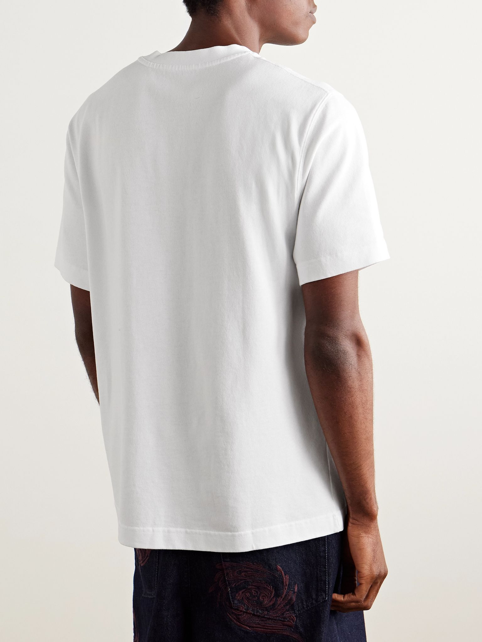 Logo-Appliquéd Cotton-Jersey T-Shirt White - 3