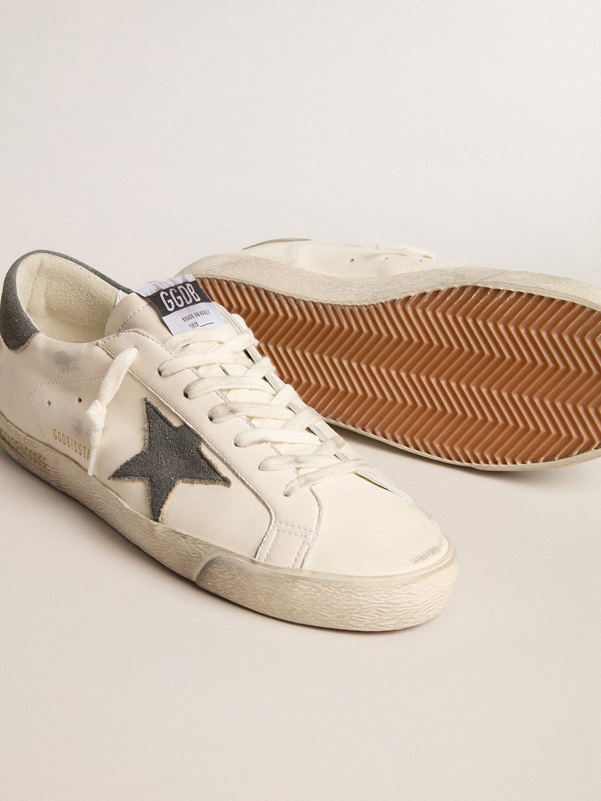 Super-Star in nappa with gray suede star and heel tab - 3